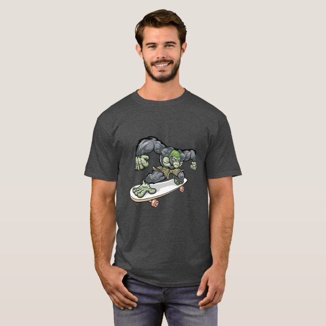 Cool Gorilla Skateboard Vector Art T Shirt (Hel framsida)