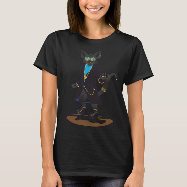 Cool Gothic King Rat with Chains and noseear rings T Shirt (Framsida)