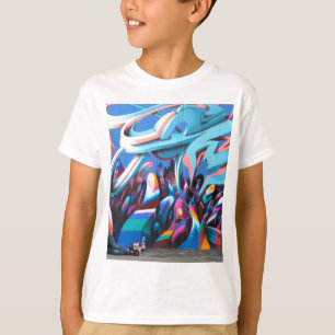 Cool Graffiti-vägg Tee Shirt