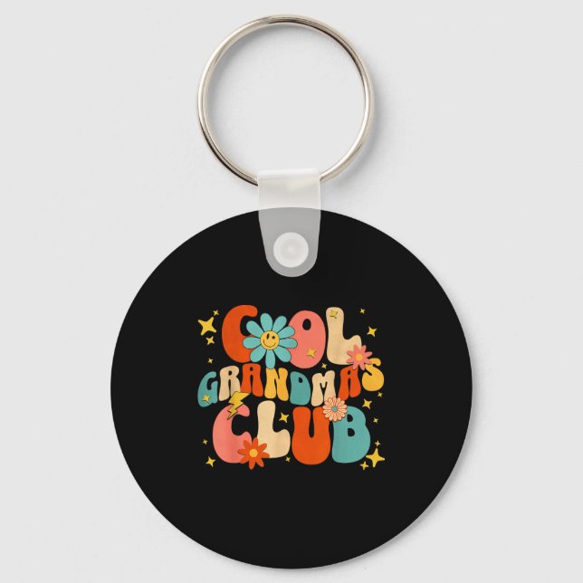 Cool Grandmas Club Groovy Retro Funny New Grandma  Nyckelring (Framsida)