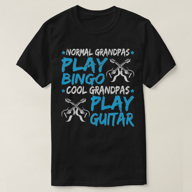 Cool Grandpa Play Guitar Guitarist  T Shirt (Design framsida)
