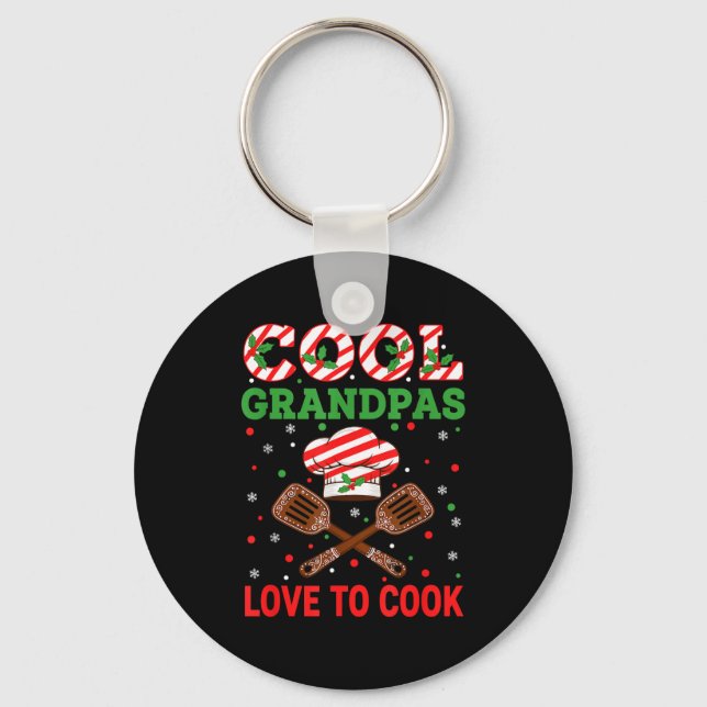 Cool Grandpas Love To Cook Festive Fun Candy Cane  Nyckelring (Framsida)