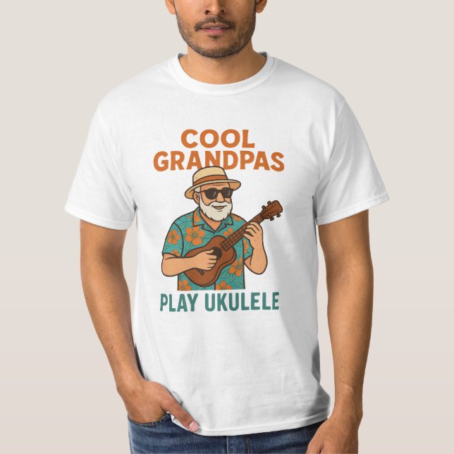 Cool Grandpas Play Ukulele Funny T Shirt (Framsida)