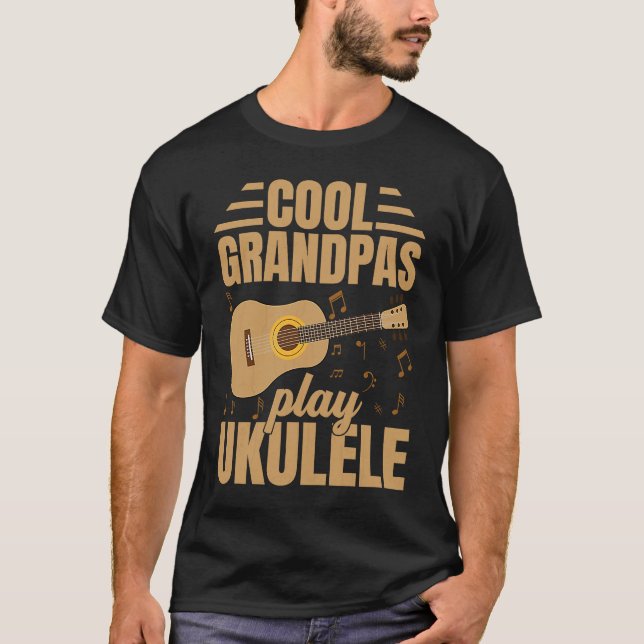 Cool Grandpas Play Ukulele  Player Music  Graphic T Shirt (Framsida)