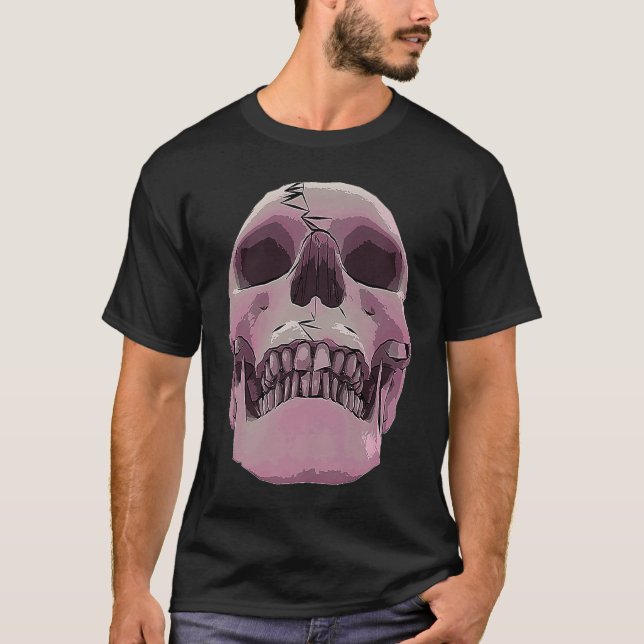 Cool Graphic Skull  Death Skeleton Goth Halloween  T Shirt (Framsida)