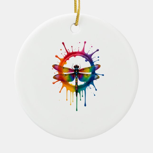 Cool Graphic Tie Dye Sunglasses Dragonfly Illustra Julgransprydnad Keramik (Framsidan)