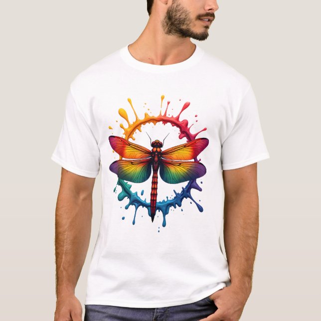Cool Graphic Tie Dye Sunglasses Dragonfly Illustra T Shirt (Framsida)