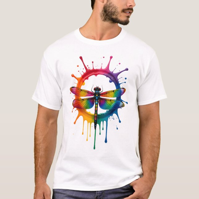 Cool Graphic Tie Dye Sunglasses Dragonfly Illustra T Shirt (Framsida)