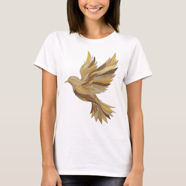 Cool Gray GULD FÅGEL Slogan Design T Shirt (Framsida)