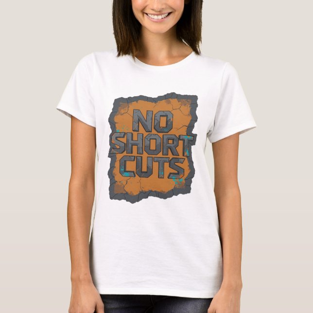 Cool Gray NO SHORT CUTS 3D Text Konst T Shirt (Framsida)