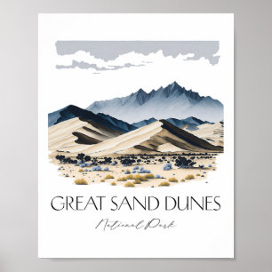 Cool Great Sand Dunes National Park Vandring Akvar Poster