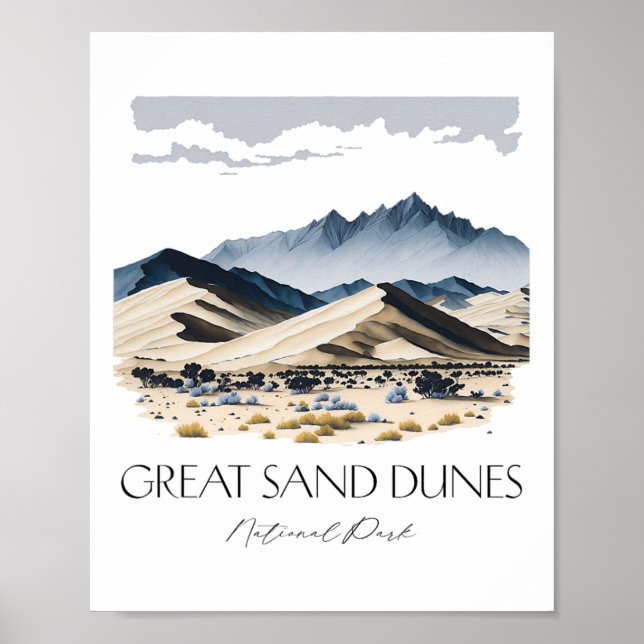 Cool Great Sand Dunes National Park Vandring Akvar Poster (Framsidan)