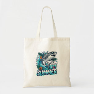 Cool Great White Shark Hoppande - sommar djur  Tygkasse