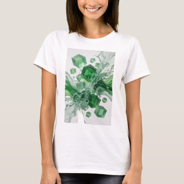 Cool Green ABSTRAKT KONST Design T Shirt (Framsida)