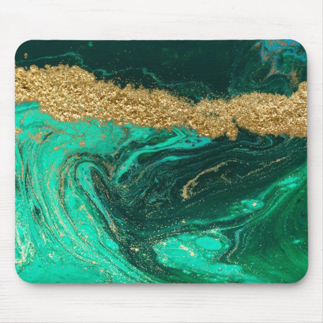 Cool Green Marble Gold Glitter Musmatta (Framsidan)