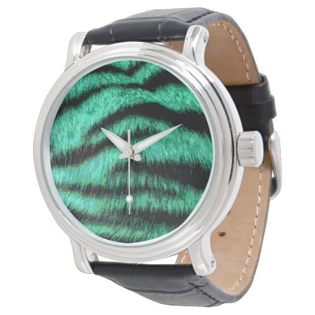 Cool green neon tiger stripes armbandsur (Vinklad)