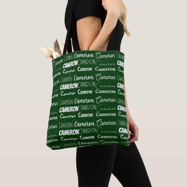 Cool grön anpassad namncollage tygkasse (Närbild)