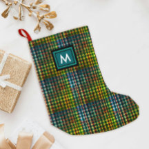 Cool grön tartan gingham mönster svart monogram