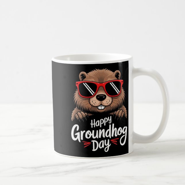Cool Groundhog Wearing Sungles Retro Style Premium Kaffemugg (Höger)