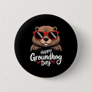 Cool Groundhog Wearing Sungles Retro Style Premium Knapp