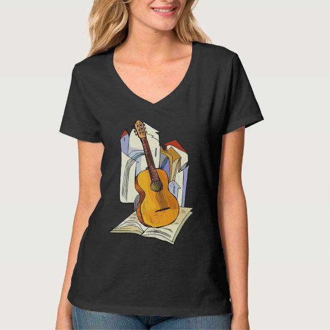 Cool Guitar Musical Instruments Guitarist Music T Shirt (Framsida)