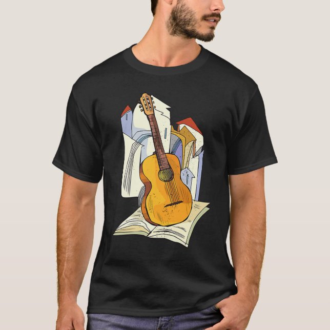 Cool Guitar Musical Instruments Guitarist Music T Shirt (Framsida)