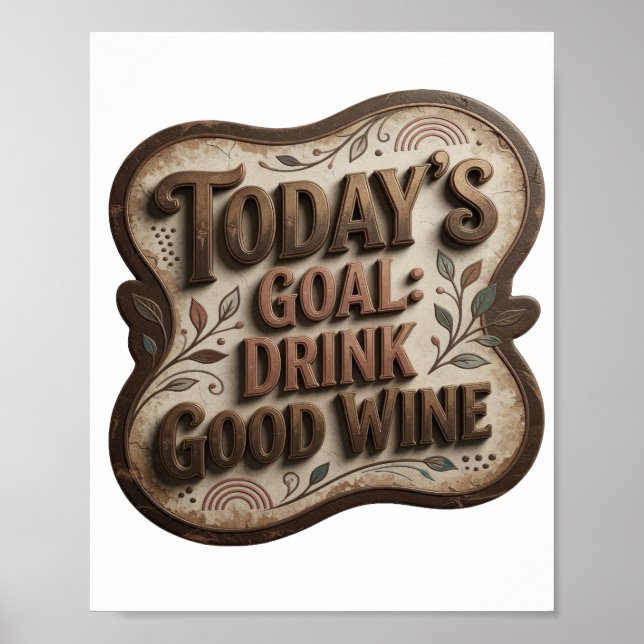 Cool Guld DAGENS MÅL DRIK BRA VIN v2 Poster (Framsidan)