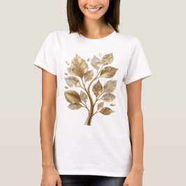 Cool Guld GYLLENE LÖV TRÄD Text Design T Shirt
