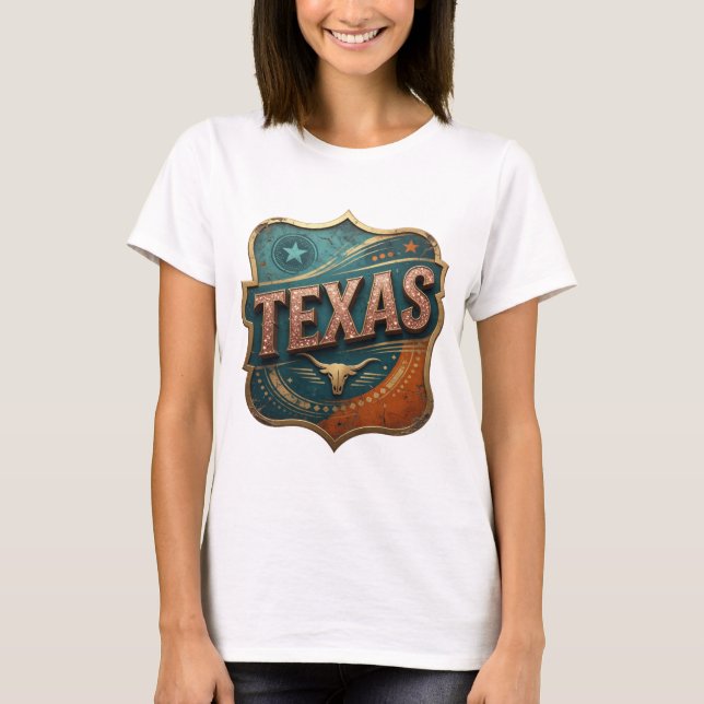 Cool Guld TEXAS 3D Text Konst T Shirt (Framsida)