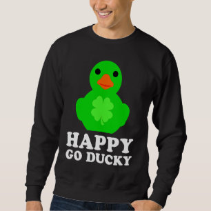 Cool gummiank Kärlek Lucky Go Ducky Roligt St Pat Lång Ärmad Tröja