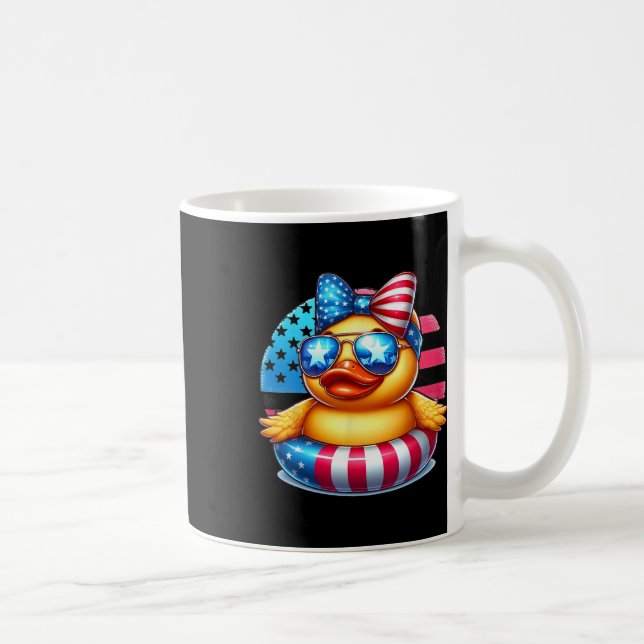 Cool gummigumma USA Flag Söt Duckie 4 juli  Kaffemugg (Höger)
