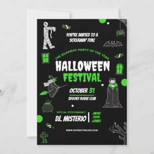 Cool Halloween-inbjudan, Halloween läskig natt Inbjudningar