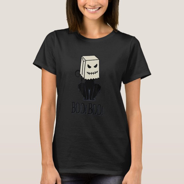 Cool Halloween Meow Boo Boo Cat Illustration Graph T Shirt (Framsida)