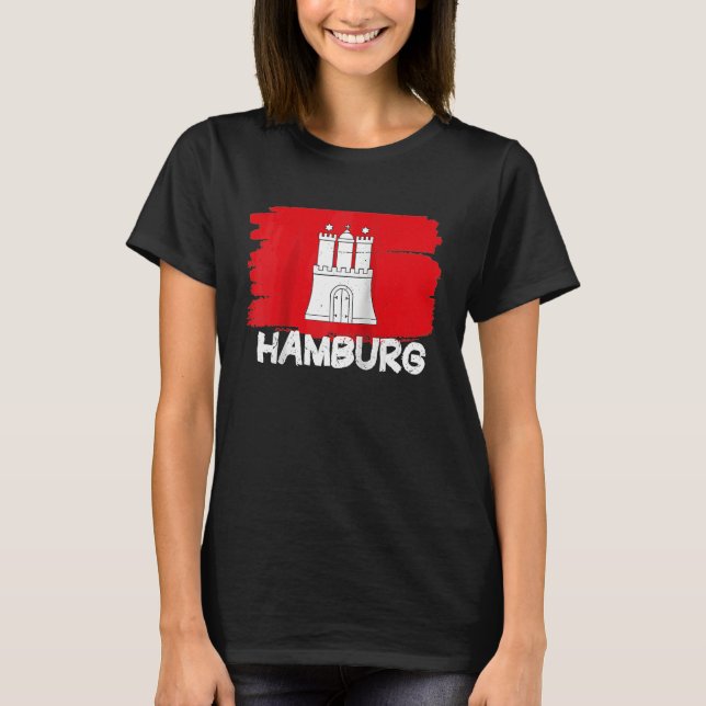 Cool Hamburg Flag Raglan Baseball T Shirt (Framsida)