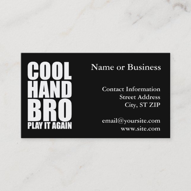 COOL HAND BRO SPELA IGEN VISITKORT (Framsida)