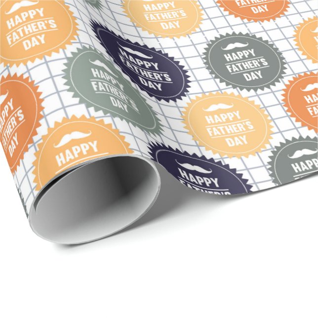 Cool Happy Father's Day tiled pattern Presentpapper (Rullad Hörn)
