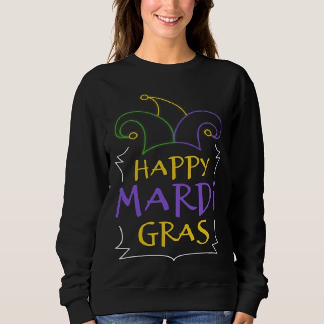 Cool Happy Mardi Gras Clown Hat Carnival Celebrati T Shirt (Framsida)
