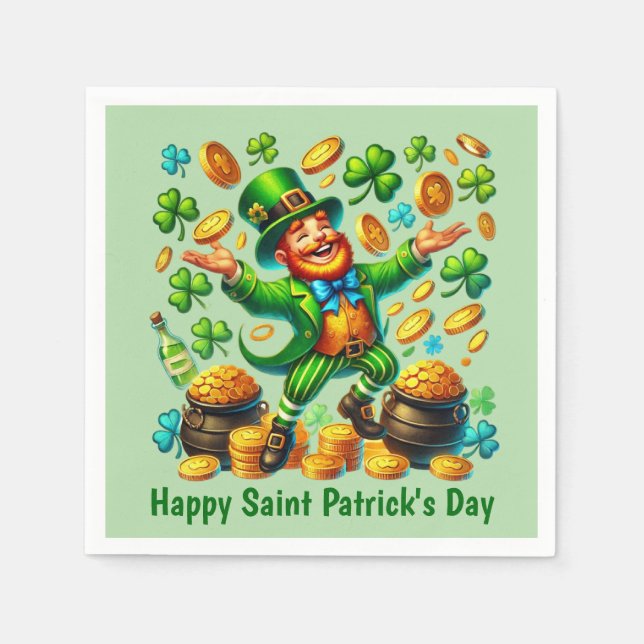 Cool Happy Saint Patrick's Day Leprechaun  Pappersservett (Framsidan)
