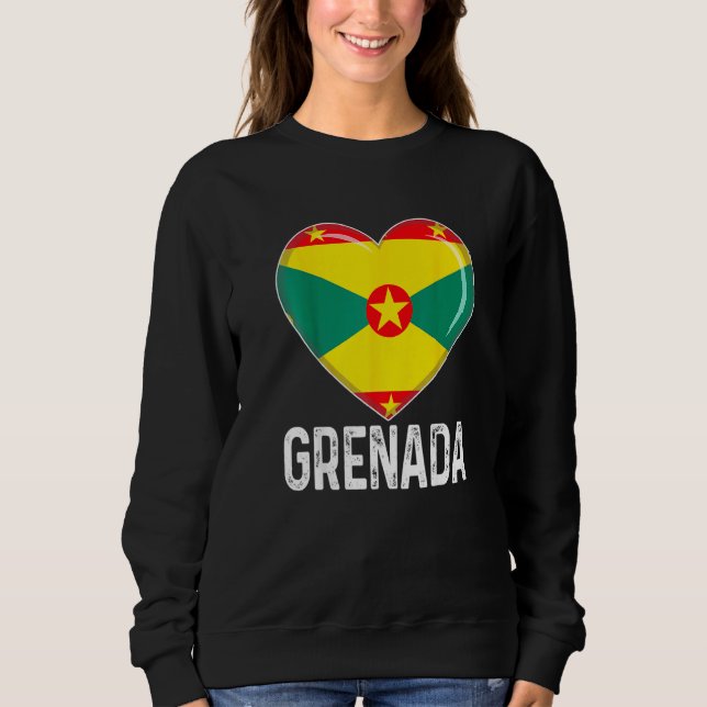 Cool Heart Grenada Flag Men Women Kid Patriotic   T Shirt (Framsida)