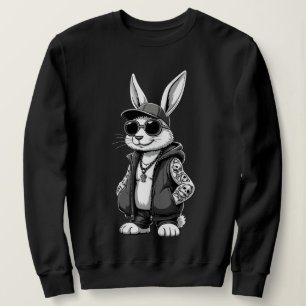 Cool Hip Hop Kanin i Solglasögon Streetwear Tattoo T Shirt