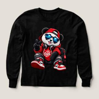 Cool Hip Hop Panda i röd hoodieUrban Swagger Pand T Shirt