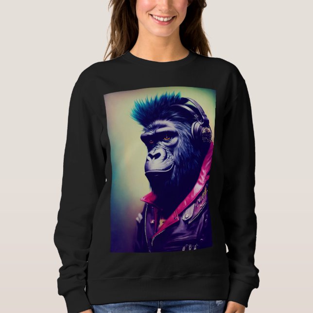 Cool Hipster Colorful Gorilla Illustration Graphic T Shirt (Framsida)