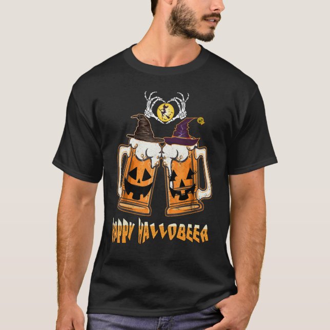 Cool His And Hers Happy Hallobeer Cute Beer Drinki T Shirt (Framsida)