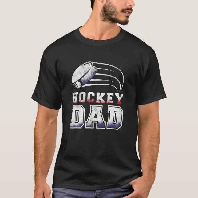 Cool Hockey Dad Hockey American Flag T Shirt (Framsida)