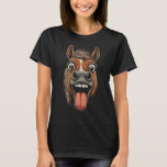 Cool Horse Showing Tongue Horses Riding On Horseba T Shirt<br><div class="desc">Cool Horse Showing Tongue Horses Riding On Horseback Girl 0</div>