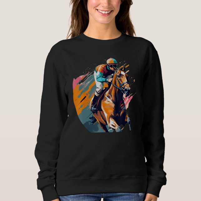 Cool Horse with Horseman for  Horseracing T Shirt (Framsida)