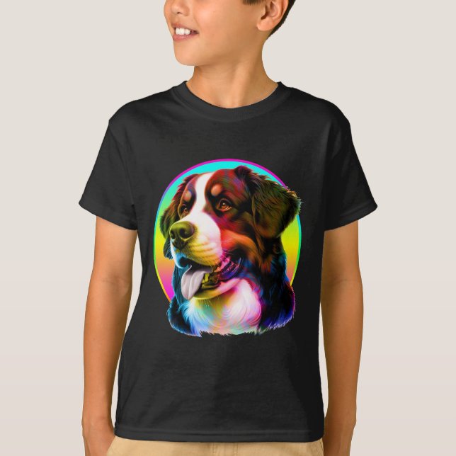 COOL HUND FÄRGGLAD REGNBÅGE T SHIRT (Framsida)
