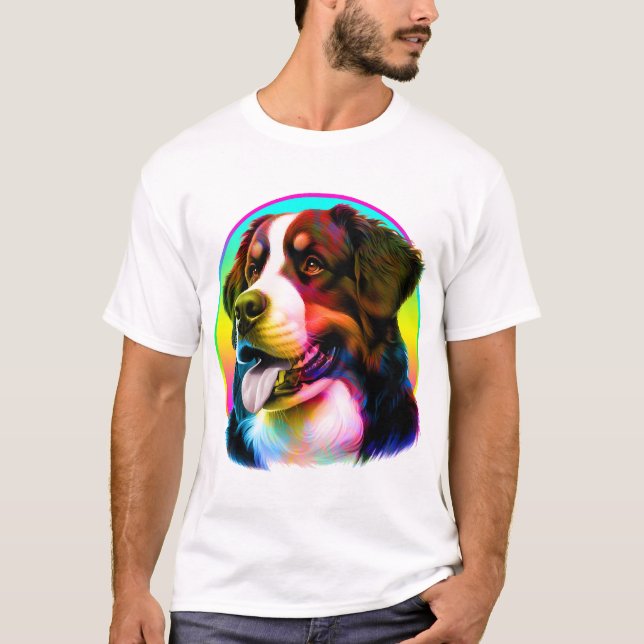 COOL HUND FÄRGGLAD REGNBÅGE T SHIRT (Framsida)