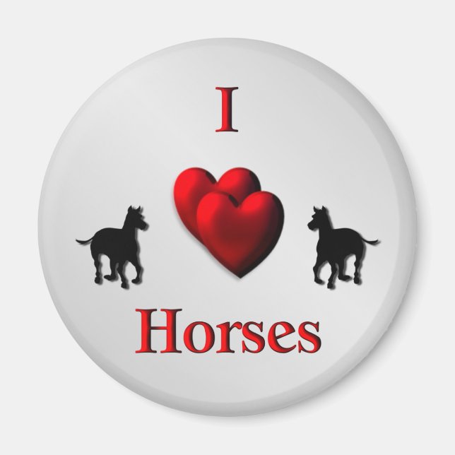 Cool I Heart Häst Design Magnet (Framsidan)
