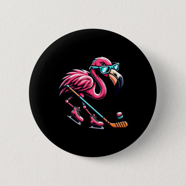 Cool Ice Hockey Flamingo Shades Style  Knapp (Framsida)